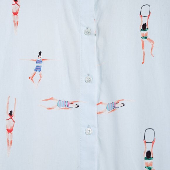 Ottod’Ame Swimmers Blue Sleeveless Poplin Shirtdress - Picture 6 of 11